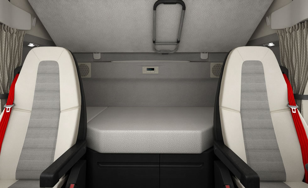 interior cabina volvo fh globetrotter colchon camion visco truck descanso