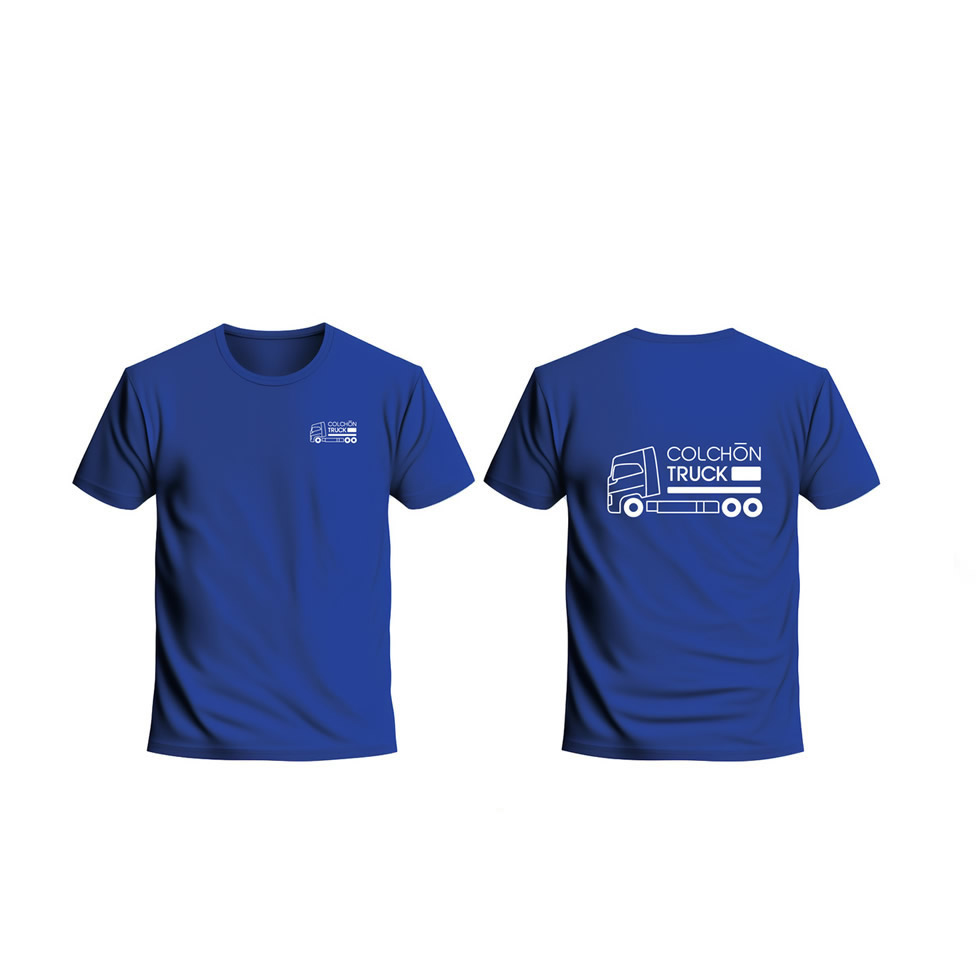 camiseta algodon fruit of the loom logo colchon truck algodon azul cómoda